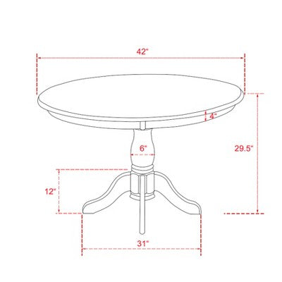 HomeStock Round Pedestal Dinette Set Wirebrushed Black Linen Fabric Chairs