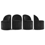 5-Piece Dining Table Set for 4, Modern Barrel Chair with Wheels and Chenille Upholstery, Black Round Pedestal Table-Panipeachy
