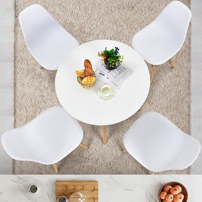 Costway Dining Table Set Modern 5 PCS For 4 Round Dining Room Table Set with Solid Wood Leg Black/Brown/White