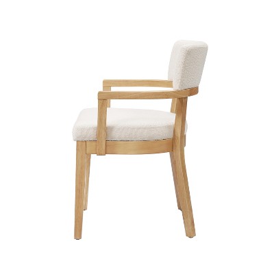Christopher Knight Home Raisa 5 Piece Farmhouse Rubberwood Dining Set with Boucle Upholstered Chairs