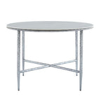 Christopher Knight Home Valeska 5 Piece Industrial Luxe Hand-Forged Sintered Stone Dining Table with Upholstered Dining Chairs