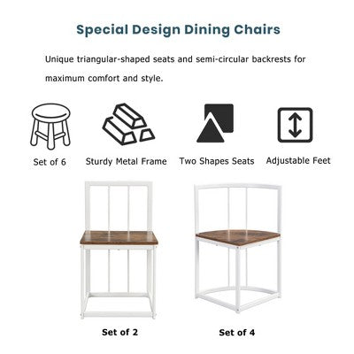 Modern Marble Dining Table Set for 6 with Metal Frame, Rectangular Marble Sticker Table and 6 Chairs for Dining Room Kitchen