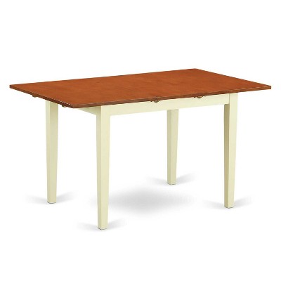 HomeStock 3-Piece Linen White Finish Rectangular Solid Wood Top with Butterfly Leaf Dining Table Set