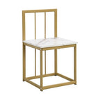 Modern Marble Dining Table Set for 6 with Metal Frame, Rectangular Marble Sticker Table and 6 Chairs for Dining Room Kitchen