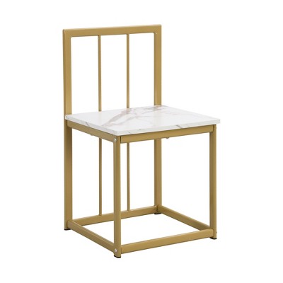 Modern Marble Dining Table Set for 6 with Metal Frame, Rectangular Marble Sticker Table and 6 Chairs for Dining Room Kitchen