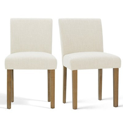 Expandable Dining Table Set for 8, Rectangular Table with Removable Leaves and Armless Linen Chairs, Featuring Solid Wood Legs-Panipeachy