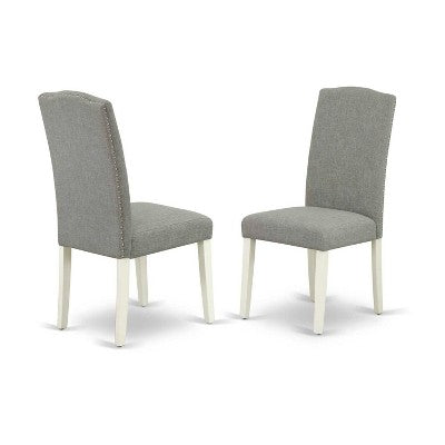 3-Piece Linen White Finish Solid Wood Top - Dining Room Set with High Back - Seats 4