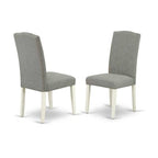 3-Piece Linen White Finish Solid Wood Top - Dining Room Set with High Back - Seats 4