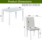 GDFStudio Galen Farmhouse 5-Piece Dining Set with Wooden Rectangular Table and 4 Upholstered Chairs