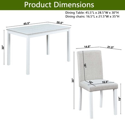 GDFStudio Galen Farmhouse 5-Piece Dining Set with Wooden Rectangular Table and 4 Upholstered Chairs