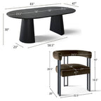 Expandable Round to Oval Dining Table Set with 8 Velvet Chairs, 3-in-1 Pedestal Dining Set, Seats 4 to 8, Modern Dining Room Set-Panipeachy