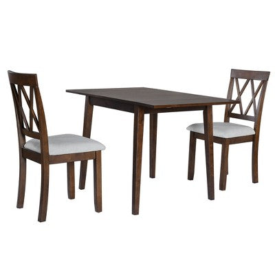 GDF Studio Avery 3 Piece Dining Set with Drop Leaf Dining Table and 2 Dining Upholstered Chairs