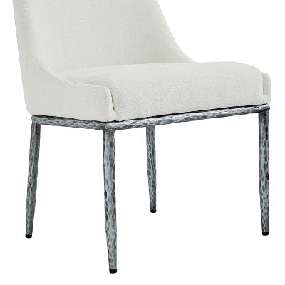 Christopher Knight Home Valeska 5 Piece Industrial Luxe Hand-Forged Sintered Stone Dining Table with Upholstered Dining Chairs