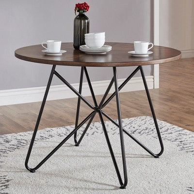 Norfolk Walnut Finish Round 5-Piece Dining Set - INSPIRE Q