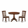 3-Piece Mahogany Finish Solid Wood Top - Dining Room Set - Seats 4