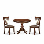 3-Piece Mahogany Finish Solid Wood Top - Dining Room Set - Seats 4