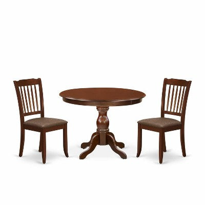 3-Piece Mahogany Finish Solid Wood Top - Dining Room Set - Seats 4