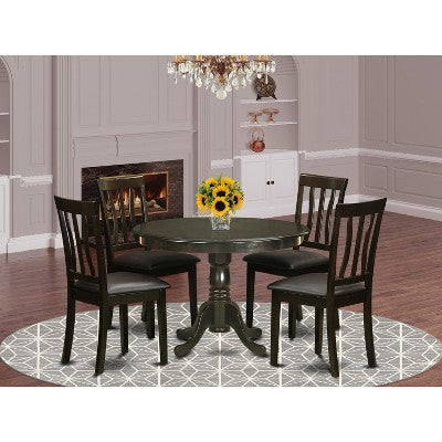 HomeStockRound Dining Table Set For 4 Kitchen Dining Pedestal Base Chairs 42x42 Inch