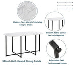 Modern Marble Dining Table Set for 6 with Metal Frame, Rectangular Marble Sticker Table and 6 Chairs for Dining Room Kitchen