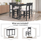 5 Pieces Counter Height Dining Set for 4, Farmhouse Wooden Bar Table Set with 4 Upholstered Chairs for Small Places