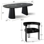 Expandable Round to Oval Dining Table Set with 8 Velvet Chairs, 3-in-1 Pedestal Dining Set, Seats 4 to 8, Modern Dining Room Set-Panipeachy