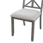 Farmhouse Extendable Round Dining Set for 4, Kitchen Dining Table Set with 4 Upholstered Dining Chairs for Dining Room