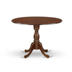 HomeStock 5-Piece Mahogany Finish Solid Wood Top Dining table with 4 Chairs with Drop Leaf Slat Back