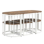 Modern Marble Dining Table Set for 6 with Metal Frame, Rectangular Marble Sticker Table and 6 Chairs for Dining Room Kitchen