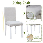 GDFStudio Galen Farmhouse 5-Piece Dining Set with Wooden Rectangular Table and 4 Upholstered Chairs