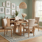 GDFStudio Carter Transitional 5-Piece Wood Dining Table Set with Upholstered Chairs