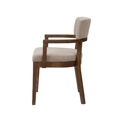 Christopher Knight Home Raisa 5 Piece Farmhouse Rubberwood Dining Set with Boucle Upholstered Chairs