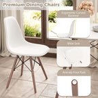 Costway Dining Table Set Modern 5 PCS For 4 Round Dining Room Table Set with Solid Wood Leg Black/Brown/White