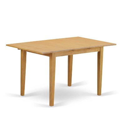 HomeStock 3-Pc Natural Brown Oak Finish Rectangular Solid Wood Top with Butterfly Leaf Dining Table Set