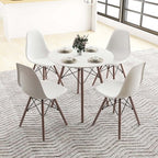 Costway Dining Table Set Modern 5 PCS For 4 Round Dining Room Table Set with Solid Wood Leg Black/Brown/White