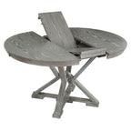 Farmhouse Extendable Round Dining Set for 4, Kitchen Dining Table Set with 4 Upholstered Dining Chairs for Dining Room