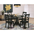 HomeStock 5 Piece Round Kitchen Dining Set Black