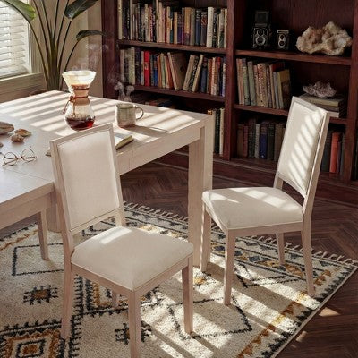Modern Dining Set - 80 Table + 6 Cushioned Chairs, Solid Wood Frame, 400lbs Table Capacity, Easy Assembly