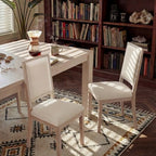 Modern Dining Set - 80 Table + 6 Cushioned Chairs, Solid Wood Frame, 400lbs Table Capacity, Easy Assembly