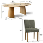 47-83 Extendable Dining Table Set for 6, Natural Wood-Tone Table and 6 Linen Armless Chairs with Solid Wood Legs for Dining Room-Panipeachy