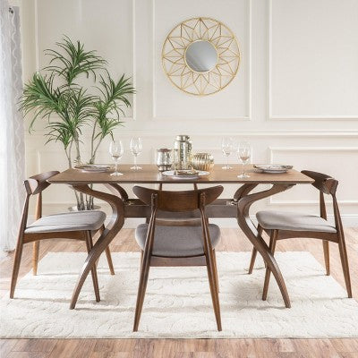 Christopher Knight Home Brevard Mid Century Modern Fabric Upholstered 5 Piece Dining Set