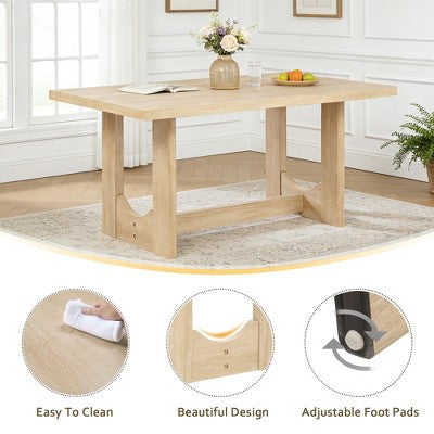 GDFStudio Kiley Modern 6 Piece Wooden Dining Table Set with Bench and Four Upholstered Chairs