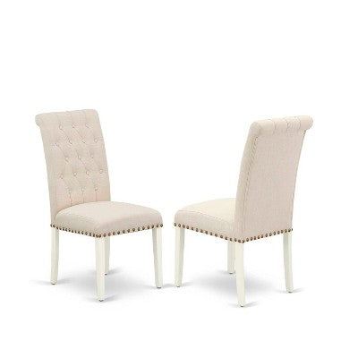 HomeStock 5-Pc Linen white Solid Wood Top - Round Dining Room Set - Seats 4