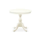 HomeStock Linen White Round Pedestal Dining Table and 4 Chair Set