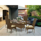 HomeStock 5-Piece Natural Oak Finish Solid Wood Top Dining table with 4 Chairs