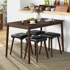 Costway 5PCS Dining Table Set for 4 w/ 4 Upholstered Stools Rubber Wood Legs for Kitchen