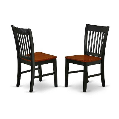 HomeStock 7-Piece Rectangle Black & Cherry Finish Solid Wood Top Dining Table with 6-Chairs