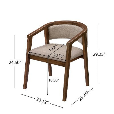Christopher Knight Home Simon 5 Piece Mid-Century Modern Rubberwood Dining Set with Boucle Upholstered Chairs