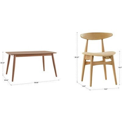 Cortland 5-Piece Mid-Century Modern Tapered Dining Set - iNSPIRE Q