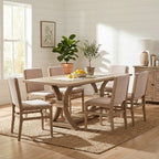 Christopher Knight Home Lyra 7 Piece Contemporary Rubberwood Upholstered Dining Set with Expandable Dining Table