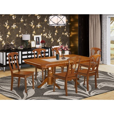HomeStock Dining Table Set, Saddle Brown